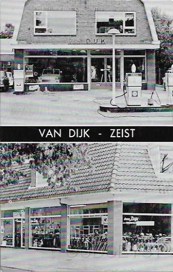 Bedrijven in Zeist0007, Van Dijk.jpg - Garage v dijk. Gevestigd aan de Jacob Catslaan. Opgericht in de jaren 40 door R. van Dijk als tweewieler bedrijf. In 1959 samen met zijn zoon Wout van Dijk. Hun activiteiten bestonden toen uit verkoop en reparatie van fietsen, bromfietsen, motoren en scooters, in 1969 verhuisd naar de Panweg en is men op de Jacob Catslaan begonnen met Garage bedrijf van dijk voor de verkoop en reparatie van auto's. In januari 2004 heeft Willem Hofstede het bedrijf overgenomen, na er eerst al ruim 30 jaar gewerkt te hebben.